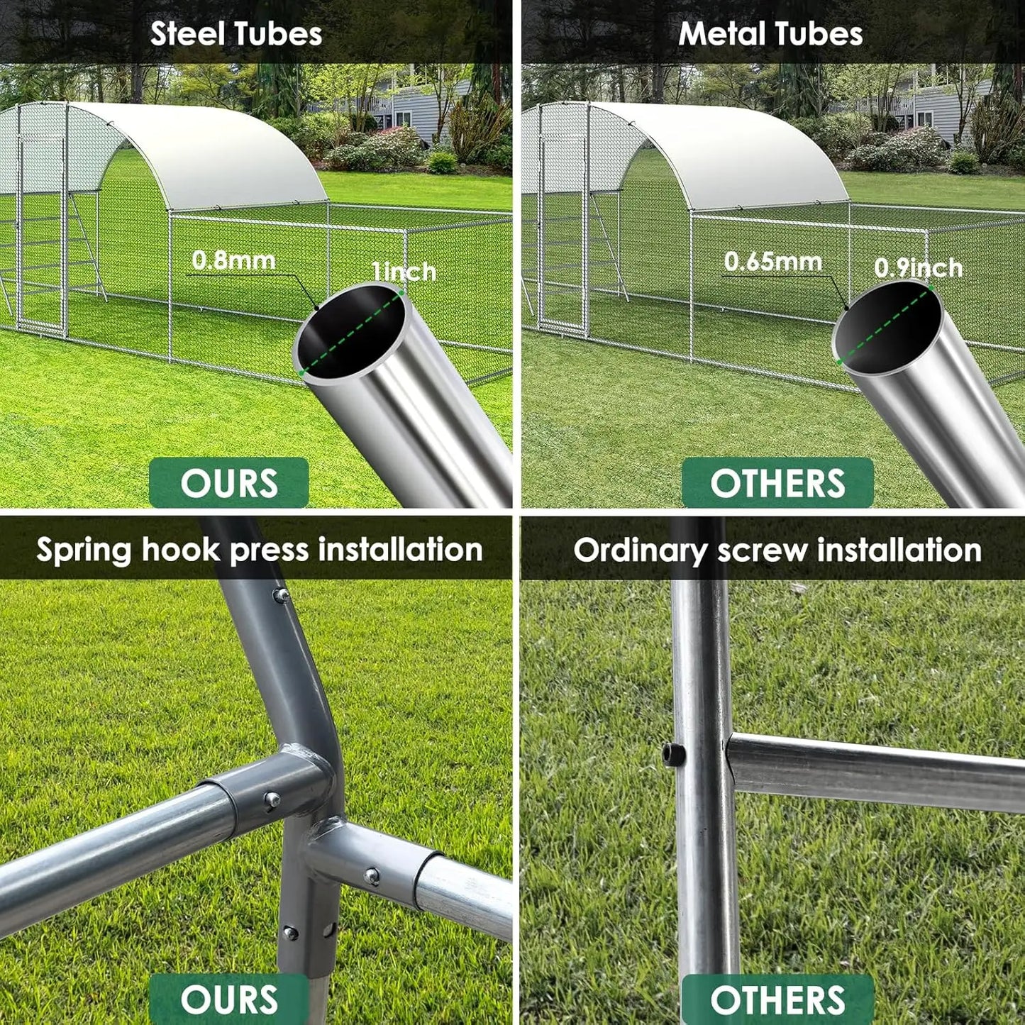 Walk-In Dome Roof Metal Chicken Coop Galvanized With Three Rooms