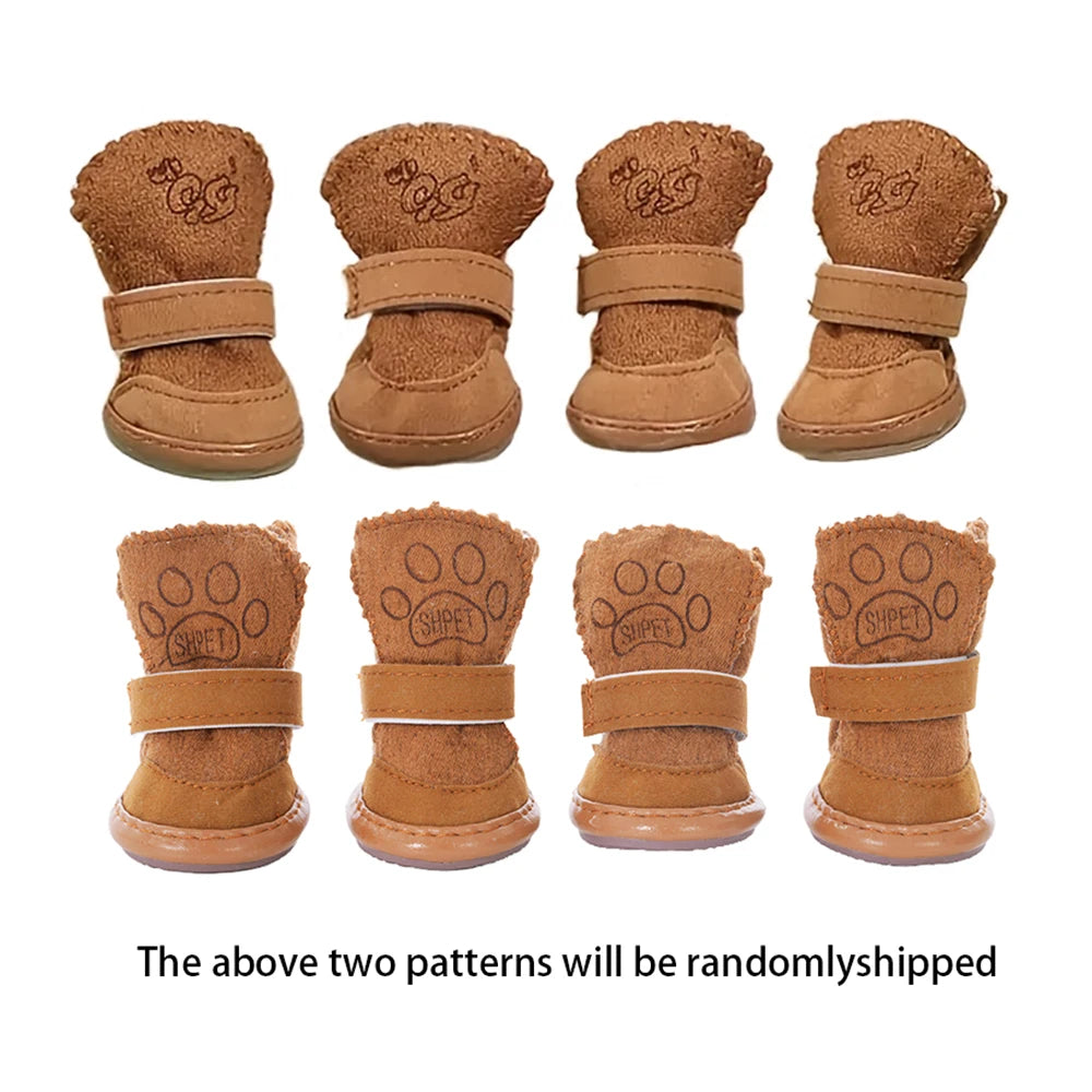 NONECN Pet Snow Boots Set Thickened Plush Non Slip Dogs