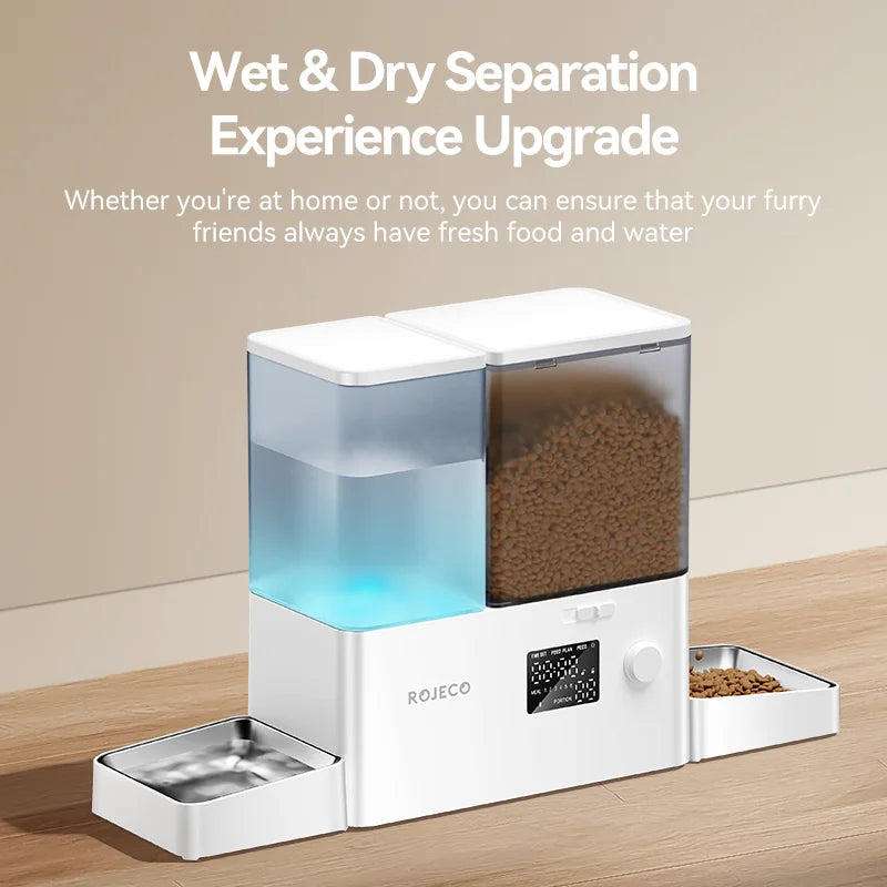 ROJECO Two In One Automatic Pet Feeder And Water Fountain For Cats