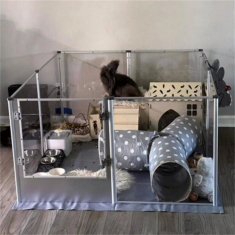 BORWARTH Acrylic Dog Playpen Cage 3 In 1 Indoor Enclosure