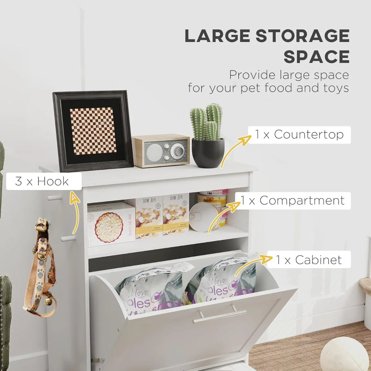 XMSJ PawHut Dog Feeding Station With Raised Bowls And Storage