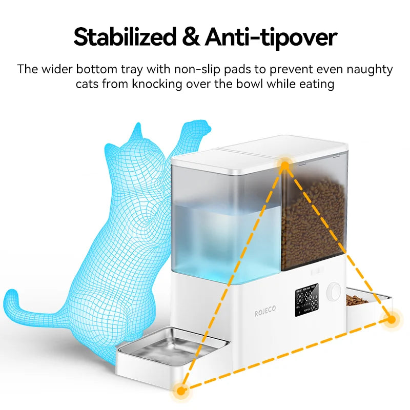 ROJECO Two In One Automatic Pet Feeder And Water Fountain For Cats