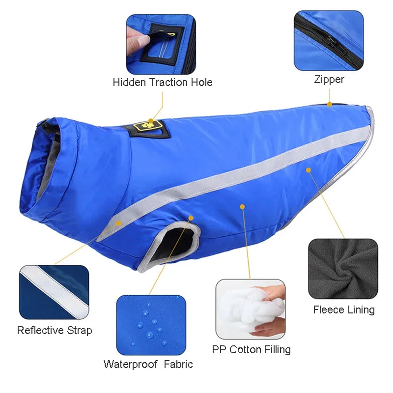 Waterproof Dog Coat With UltraPadded Fleece And HighVisibilityReflective Design Durable