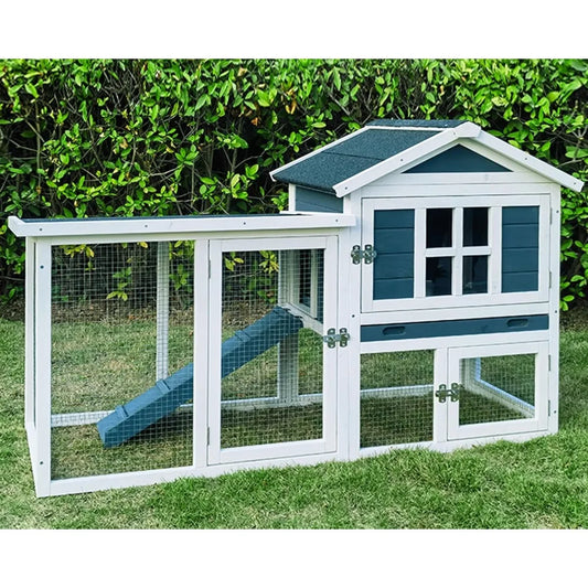 Outdoor Rabbit Hutch 2 Story Bunny Cage and Coop
