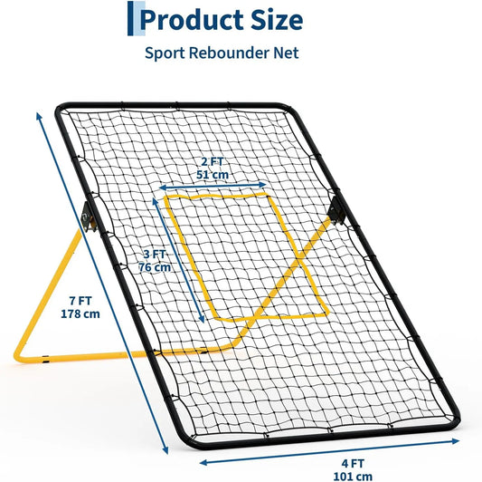 Adjustable Volleyball Rebounder Net, 7x4 ft Large Training Bounce Back Net for Bumping, Spiking & Setting Sturdy, Multi-Angle