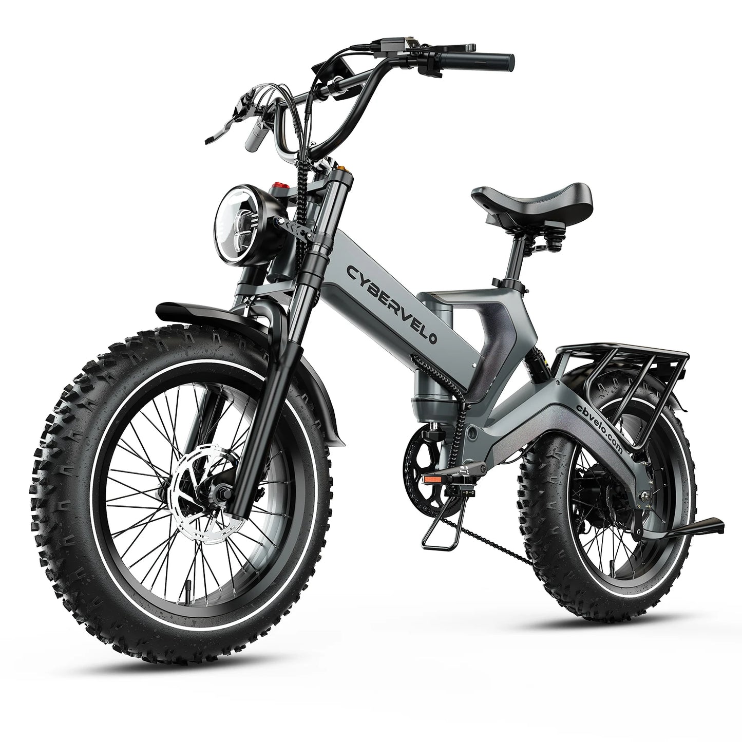 Cybervelo 2000W Peak Folding Electric Bike for Adults, 30+MPH , 48V 25Ah Removable Battery, 20" Fat Tire E-bike ,Off-road EK6