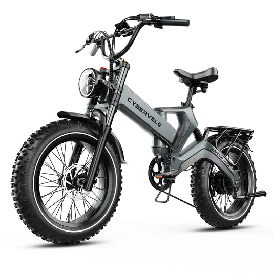 Cybervelo 2000W Peak Folding Electric Bike for Adults, 30+MPH , 48V 25Ah Removable Battery, 20" Fat Tire E-bike ,Off-road EK6