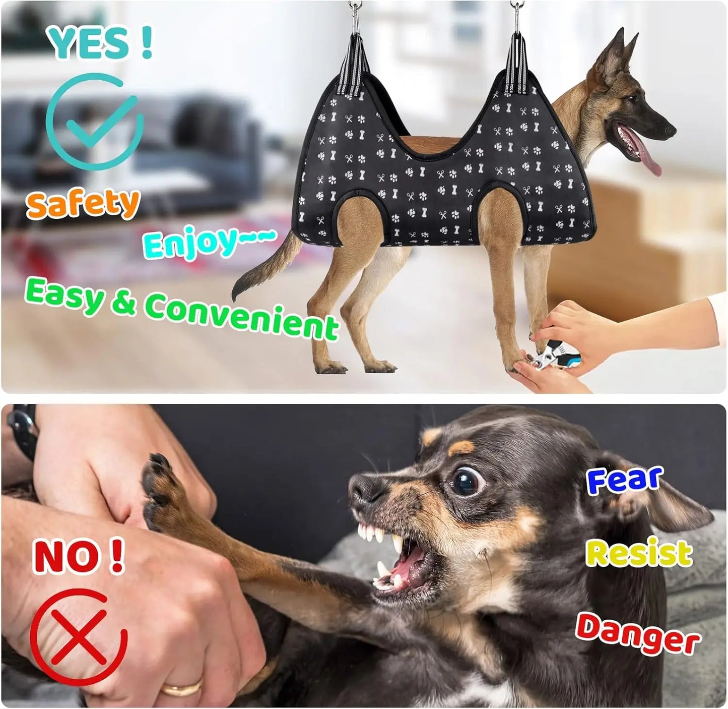 Pet Hammock, Dog Restraint Harness with Nail Clippers/Trimmer/Nail File/Comb, Sling Hanger for Nail Trimming Grooming (XXL)