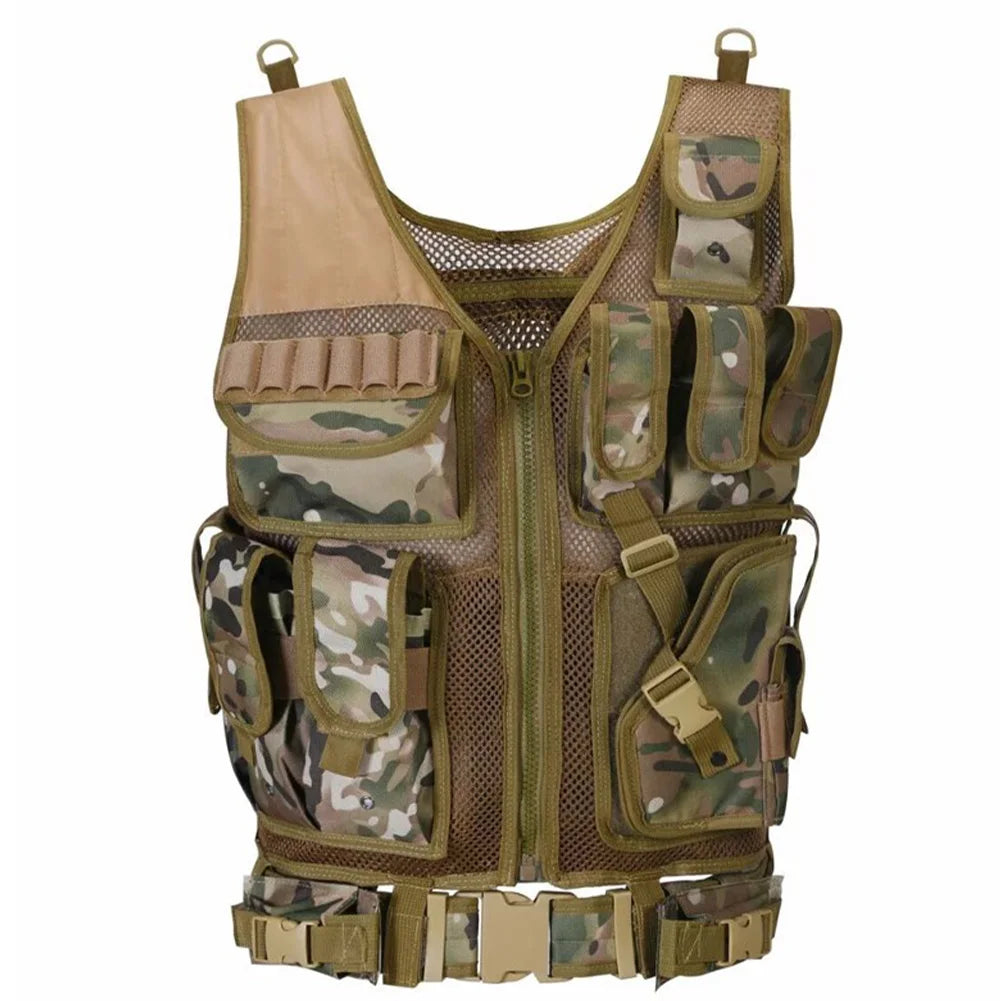Nylon Molle Vest Adjustable Hunting Vest Multi-Pocket Plate Carrier Vest Hunting Outdoor CS Game Airsoft Training Jacket
