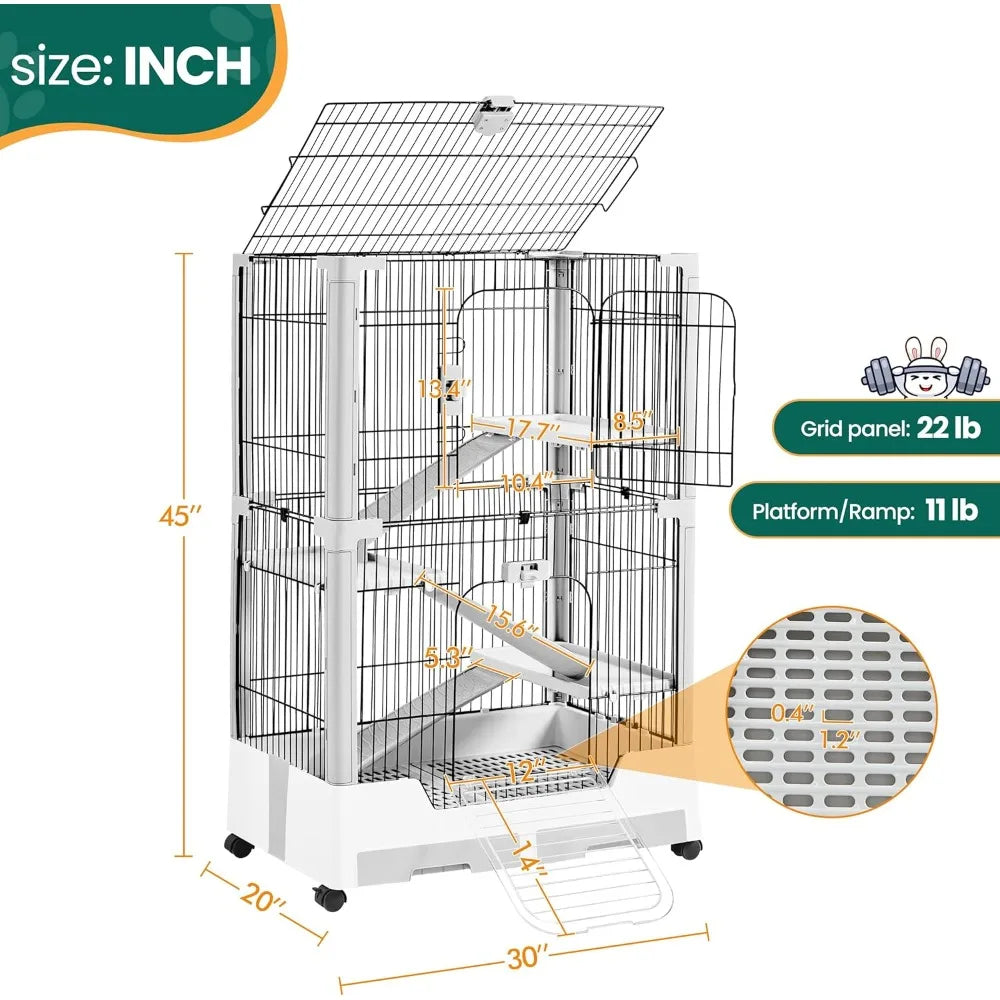 Stainless Steel 4 Level Small Animal Cage With Pullout Tray