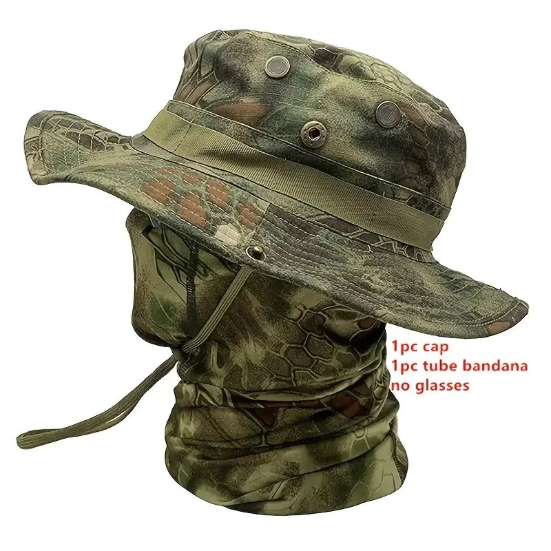 NONECN Camouflage Boonie Cap Balaclava Hat for Outdoor Hunting
