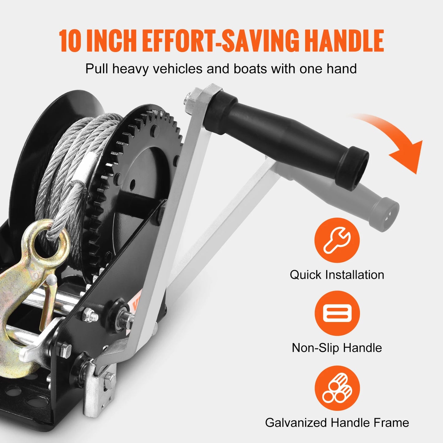 SucceBuy IndustrialGrade HeavyDuty ManualHandWinch With RopeCrank TwoWayRatchetSystem