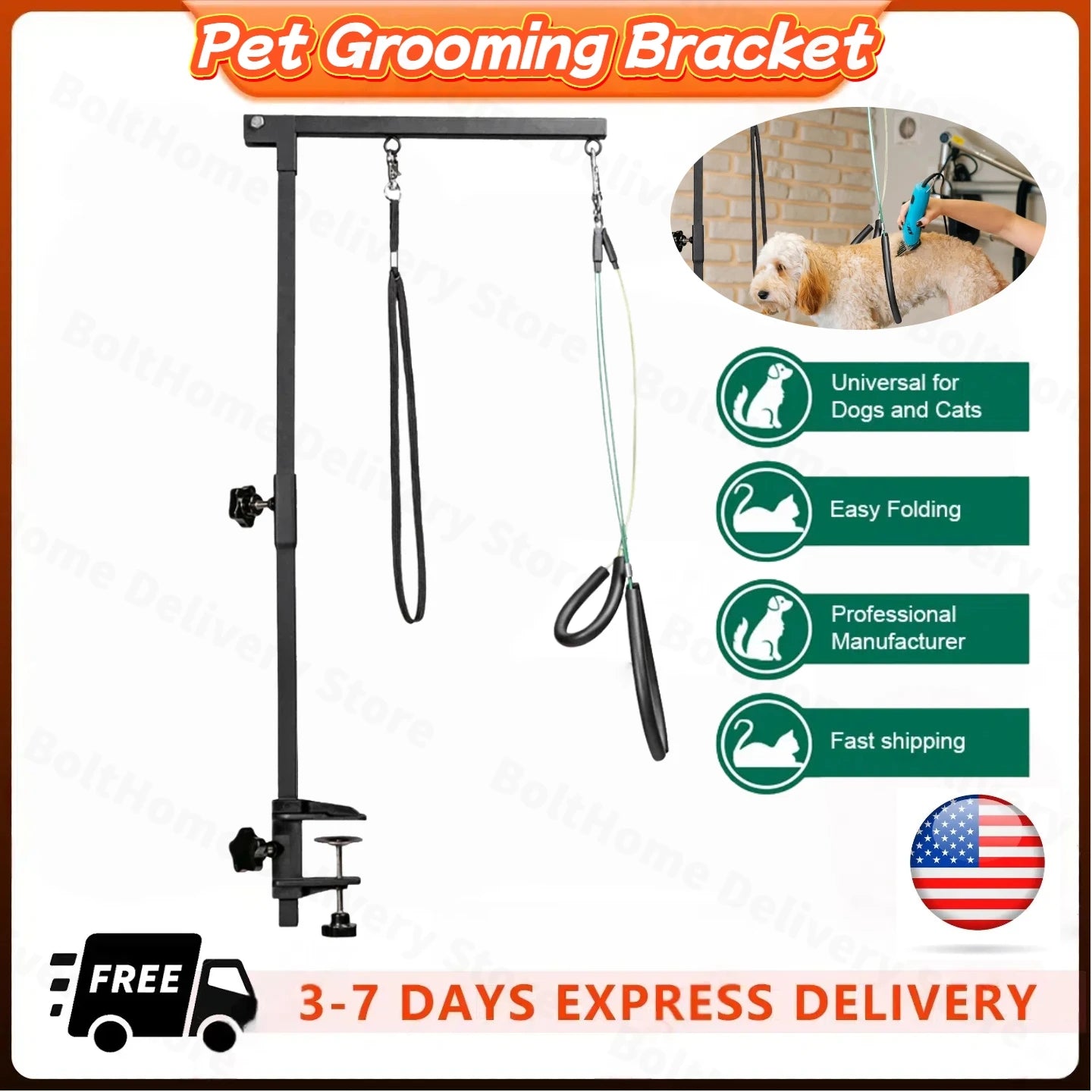 Pet Grooming Arm with Clamp Dog Grooming Table Arm Height Adjustable 35in Foldable Dog Grooming Arm with Clamp and Noose