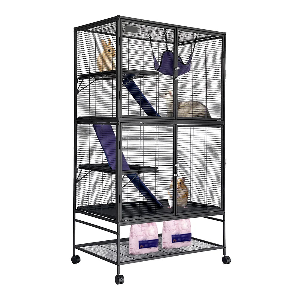 DishyKooker 4-Tier Metal Small Animal Cage With Removable Tray