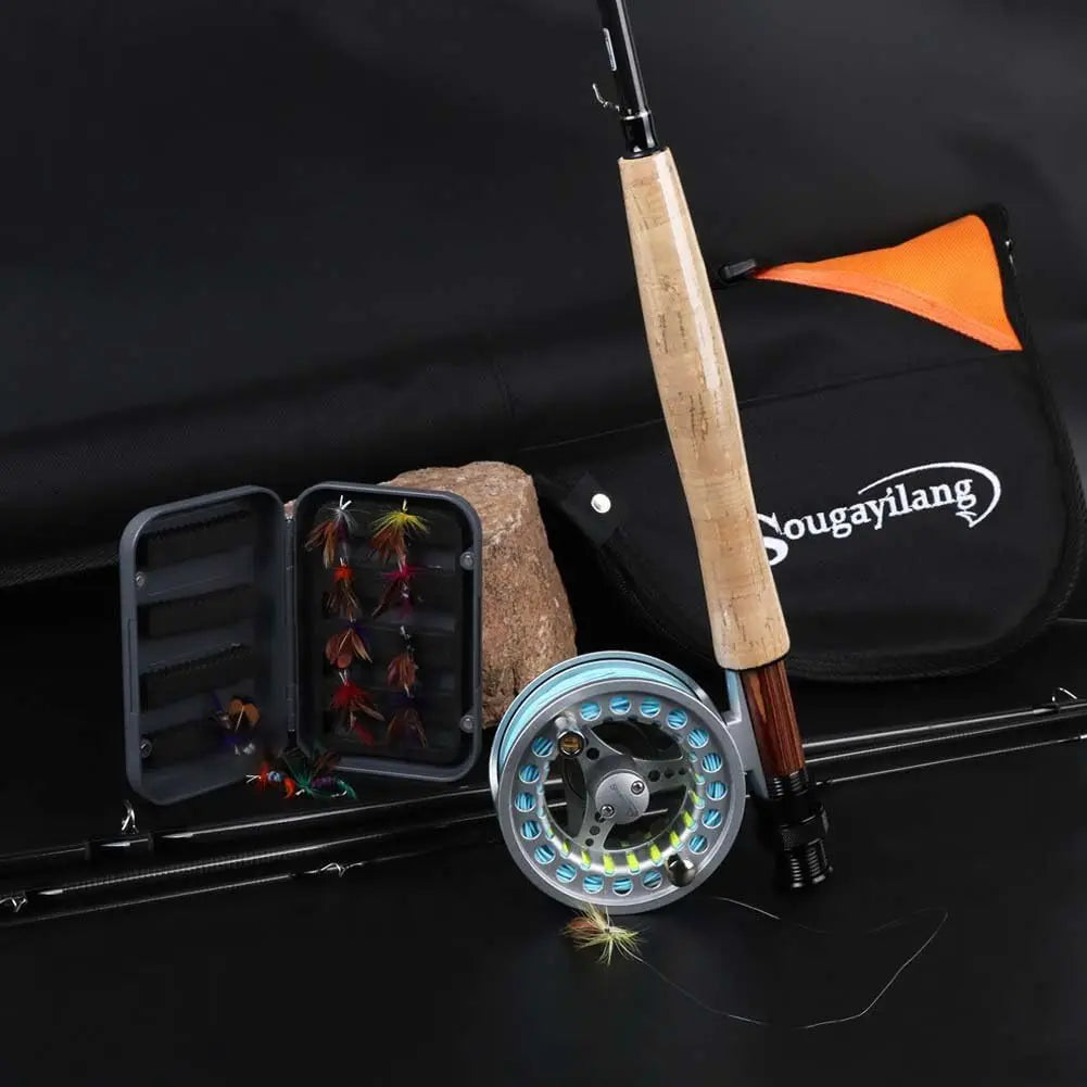 Complete Fly Fishing Rod and Reel Combo Kit with Carbon Fiber Rod, Aluminum Reel, and Accessories for Saltwater Freshwater