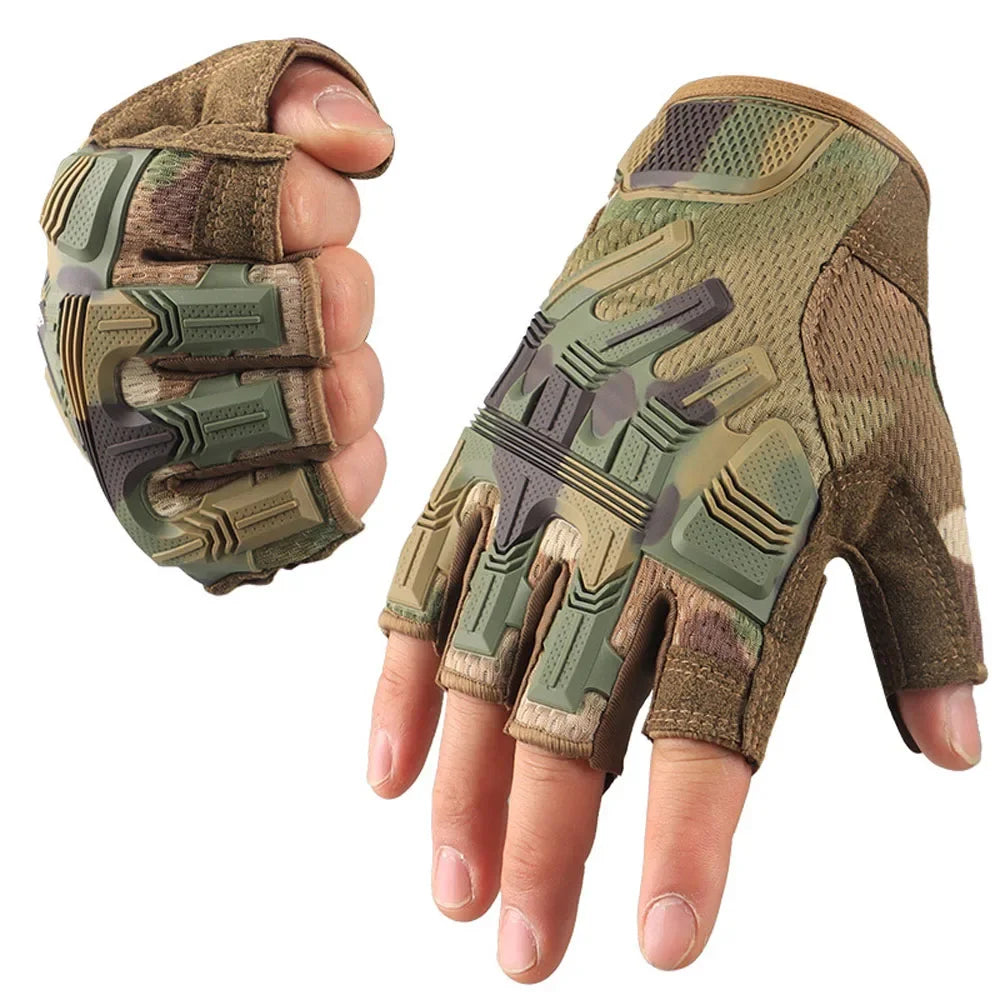 Men's Fingerless Tactical Gloves Sports Airsoft Combat Paintball Shooting Hunting Driving Work Non-slip Anti-sweat Half Finger