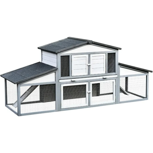 High-concerned Outdoor Rabbit Hutch With Weatherproof Roof And Double Runs