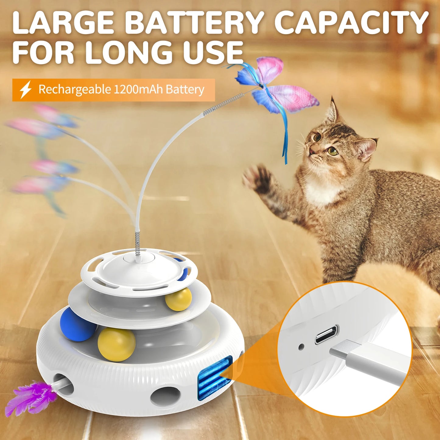 Chargeable Cat Laser Interactive Indoor Puzzle Toy USB Teaser Feather