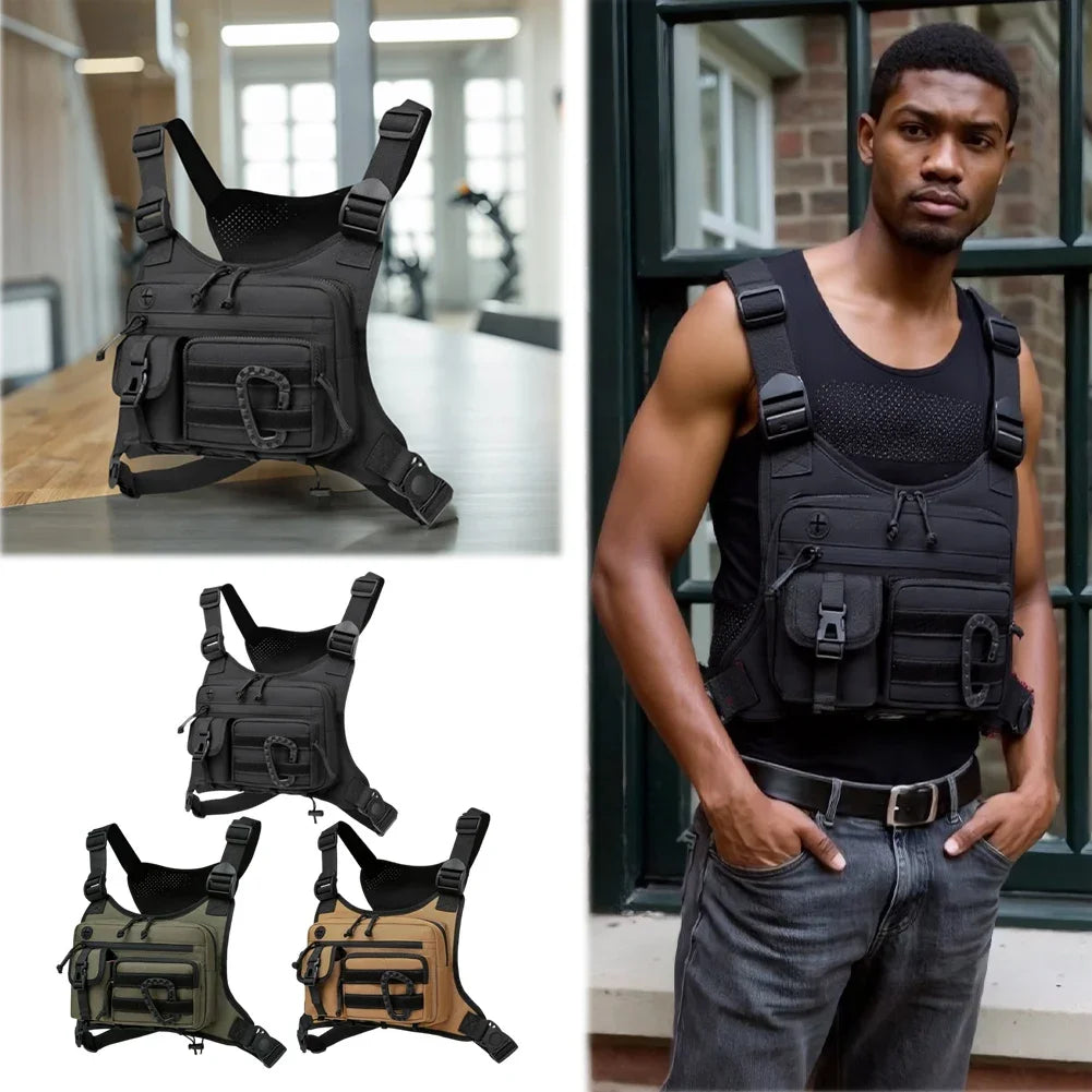 Tactical Chest Bag Men's Vest Edc Waterproof Anti-Theft Chest Pack Rig for Outdoor Cycling Bags Running Front Chest Pack