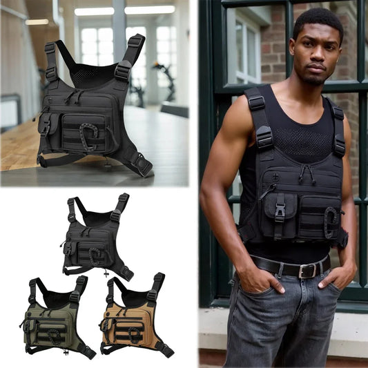 Tactical Chest Bag Men's Vest Edc Waterproof Anti-Theft Chest Pack Rig for Outdoor Cycling Bags Running Front Chest Pack