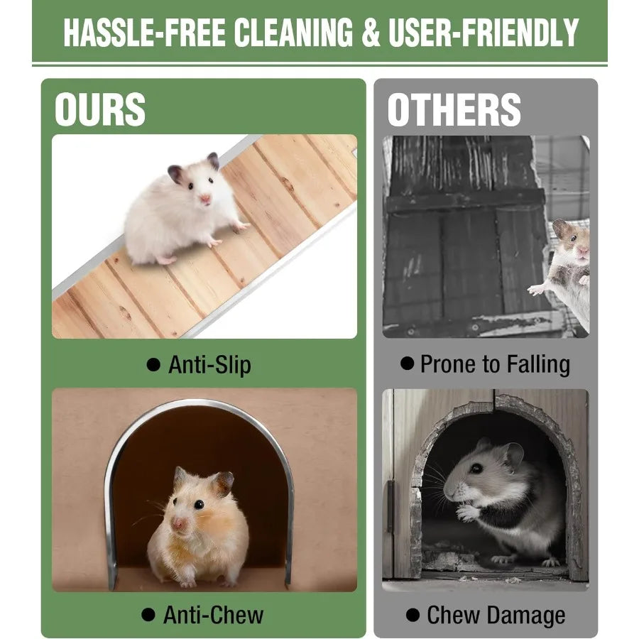 Indoor small animal cage with chewproof edges and leakproof PVC layer for guinea pigs and rabbits featuring deep clean tray and