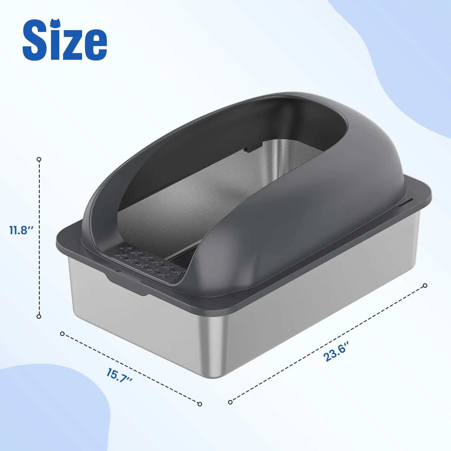 Stainless Steel Cat Litter Box With Lid, Scoop And Mat