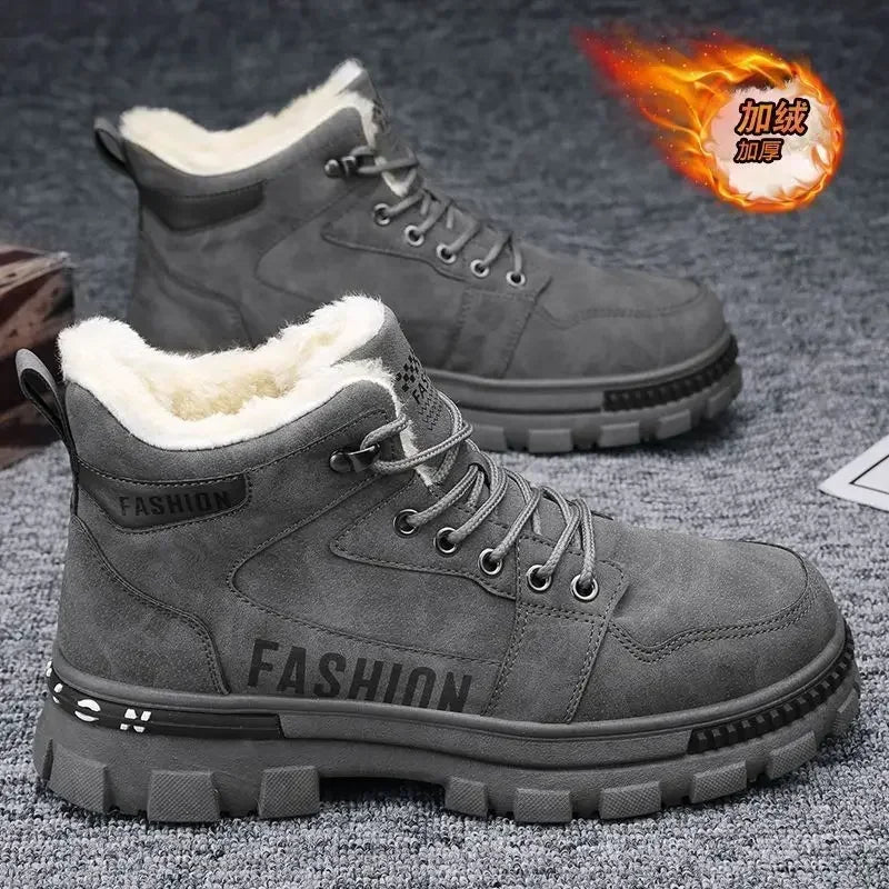 Men Snow Boots Anti Slip Winter High Top Lace Up