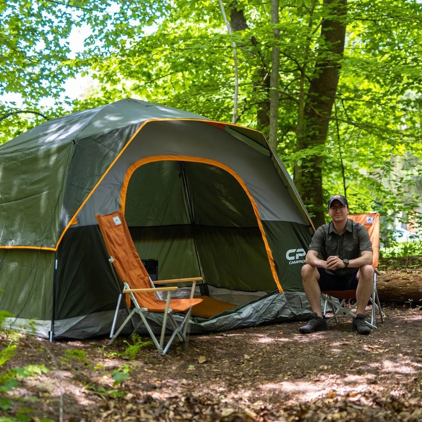 6 Person Waterproof Windproof Double Layer Family Camping Tent, Easy Setup Dome with Large Mesh Windows for Outdoor Hiking