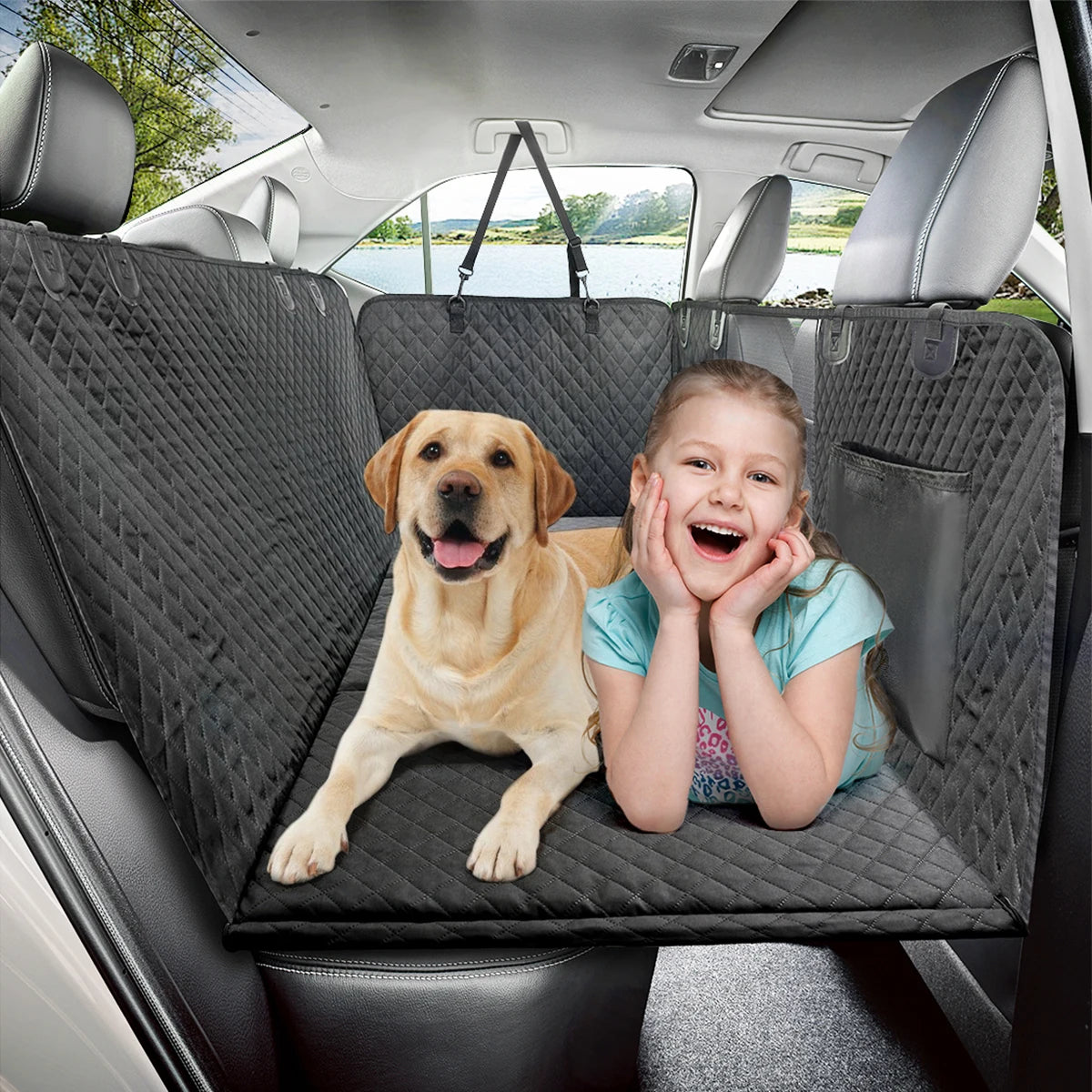 PETRAVEL Dog Car Back Seat Extender Hammock Cover Protector Waterproof