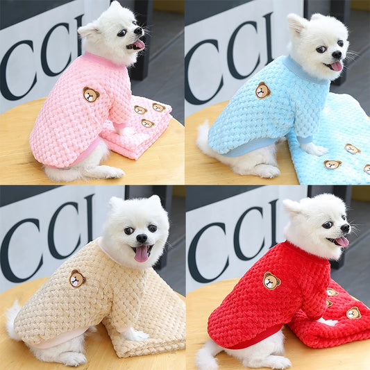Winter Bear Print Dog Hoodie Coat For All Breeds Warm