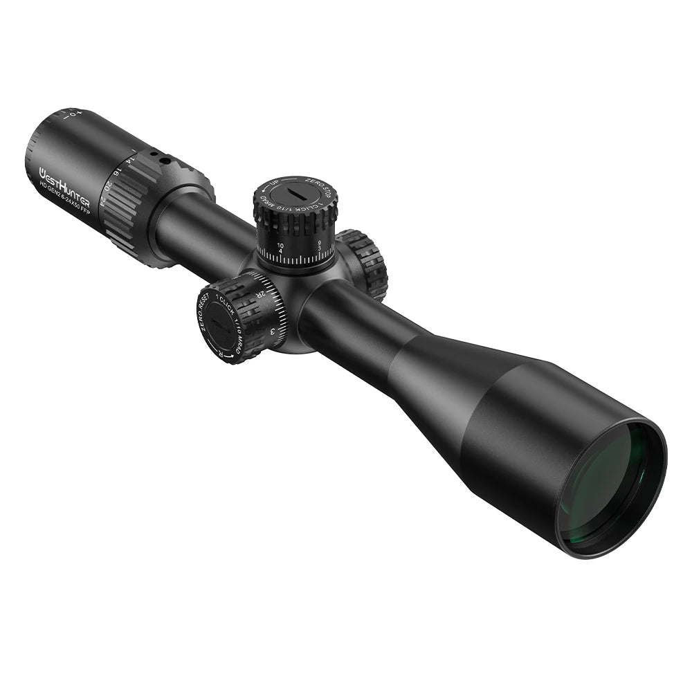 WestHunter HD GEN2 6-24X50 FFP Riflescope 1/10 MIL First Focal Plane Etched Glass Reticle Zero Reset/Zero Stop Optical Sight