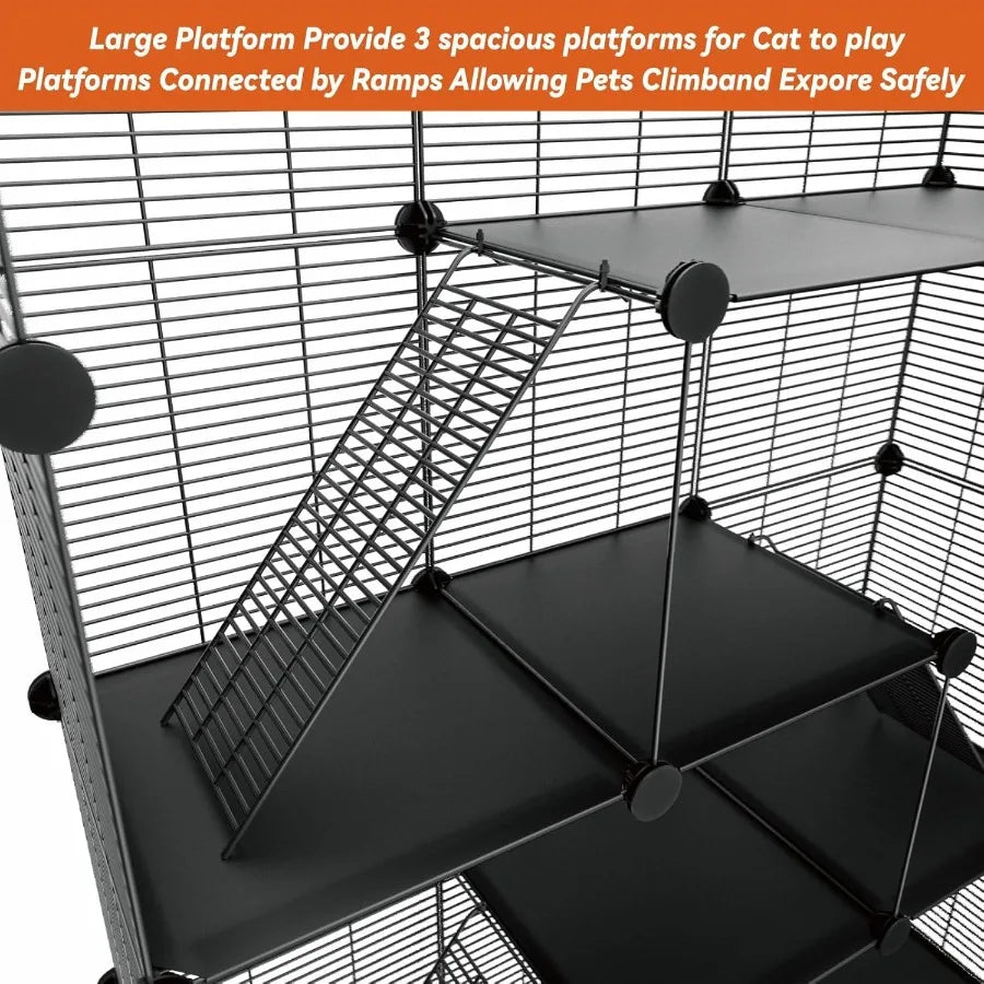 3 Tier Indoor Wire Cat Cage With DIY Playpen Design