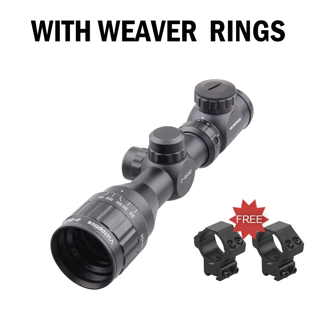 VictOptics A3 2-6x32 Riflescope Hunting Optical Scope Telescopic Sight Range Finder Reticle Air Rifle Airgun .22LR .223 5.56mm