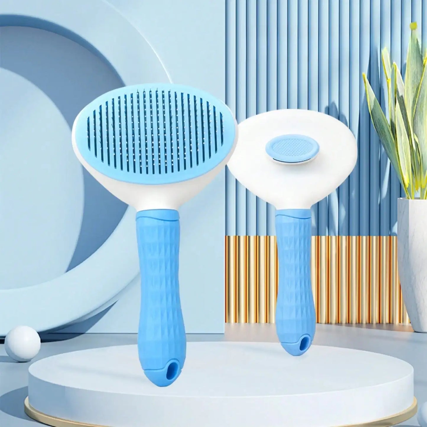 Pet Supplies Round Head Pet Comb Cat Comb Stainless Steel Needle Dog Hair Brush Self-cleaning Comb