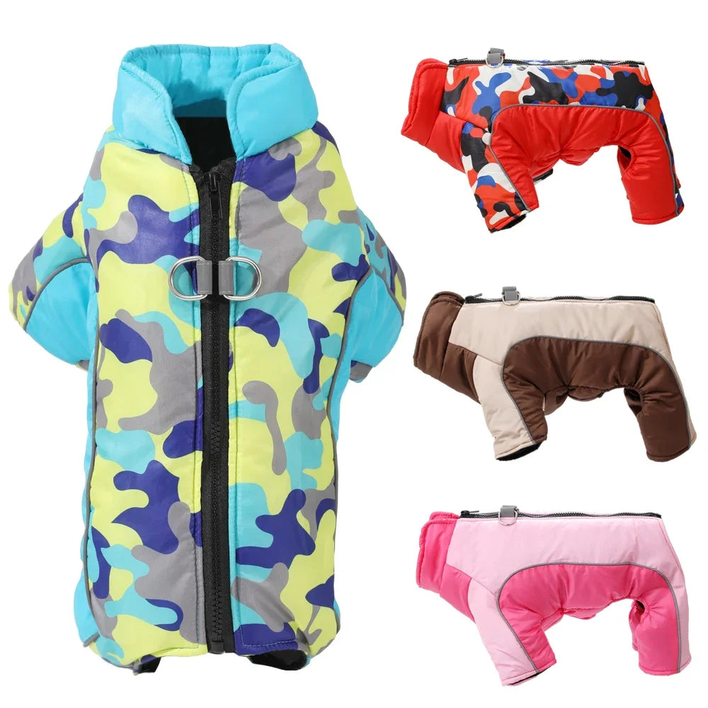 Waterproof Dog Jumpsuit Puppy Jacket For Small Dogs Coat With D-ring Winter Reflective Pet Overalls Camouflage Chihuahua Costume