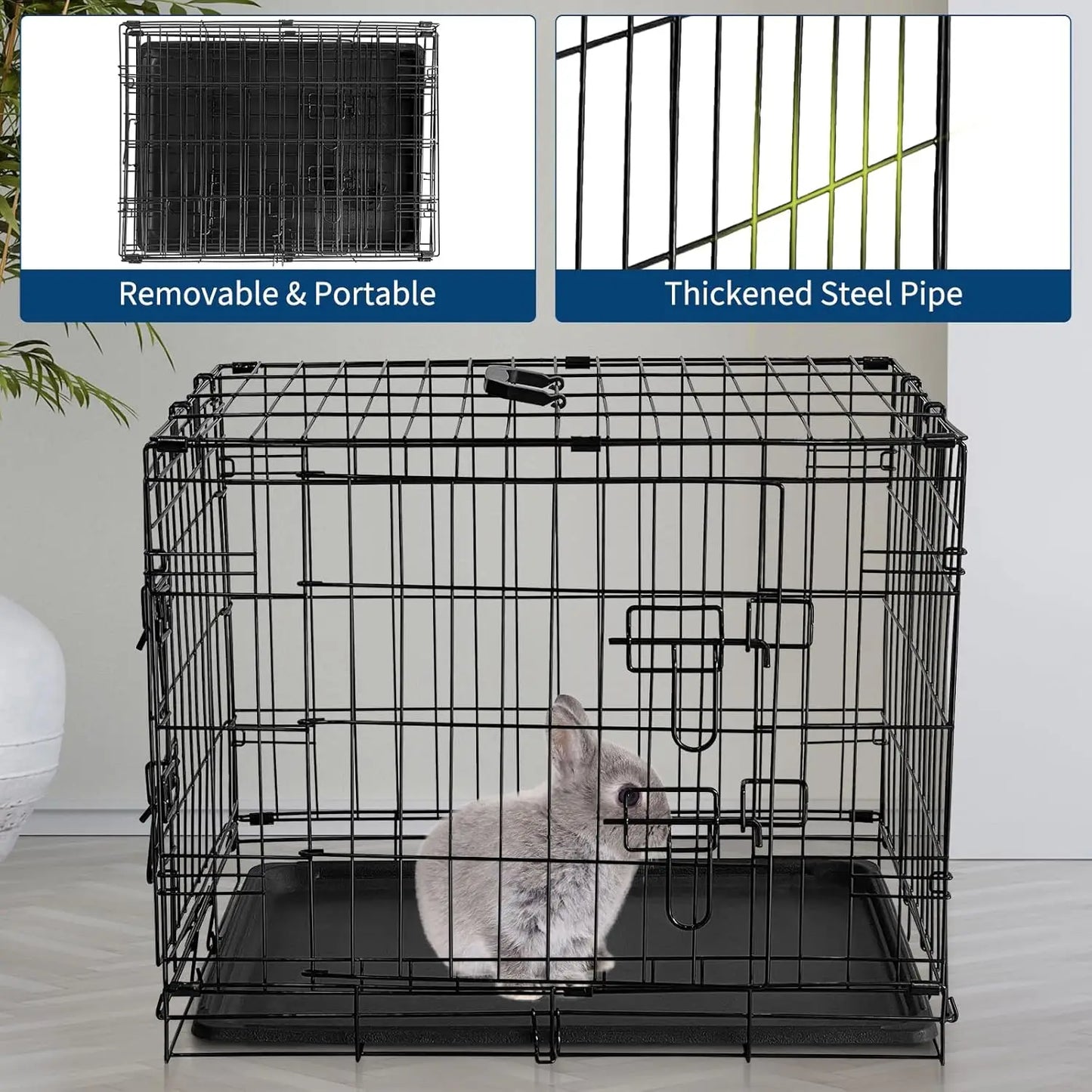Foldable Metal Grid Hamster Cage Removable Tray For Small Pets