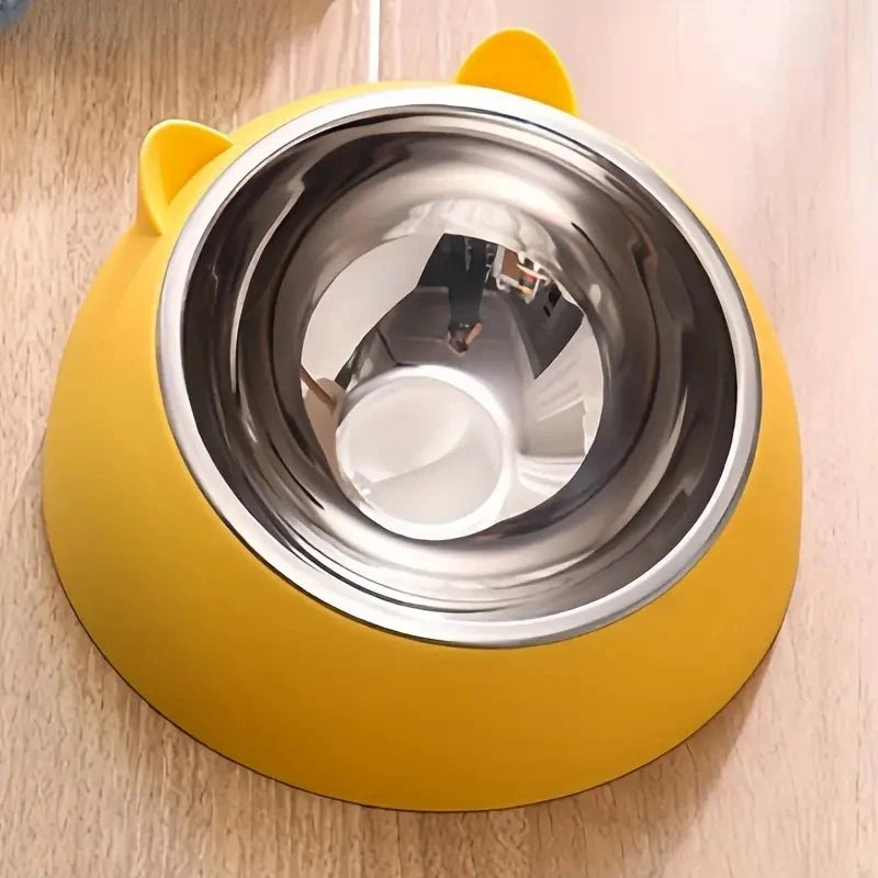 Ergonomic Ear Shaped Non Slip Tilted Cat Bowl For Food Water