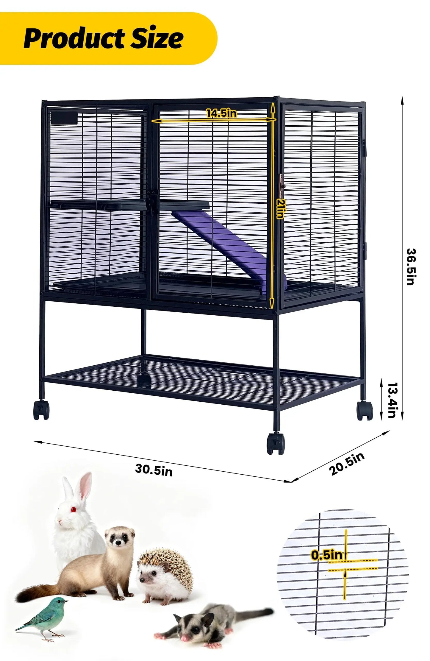 HiMISSCN Multi Level Metal Small Animal Cage With Ramp Tray