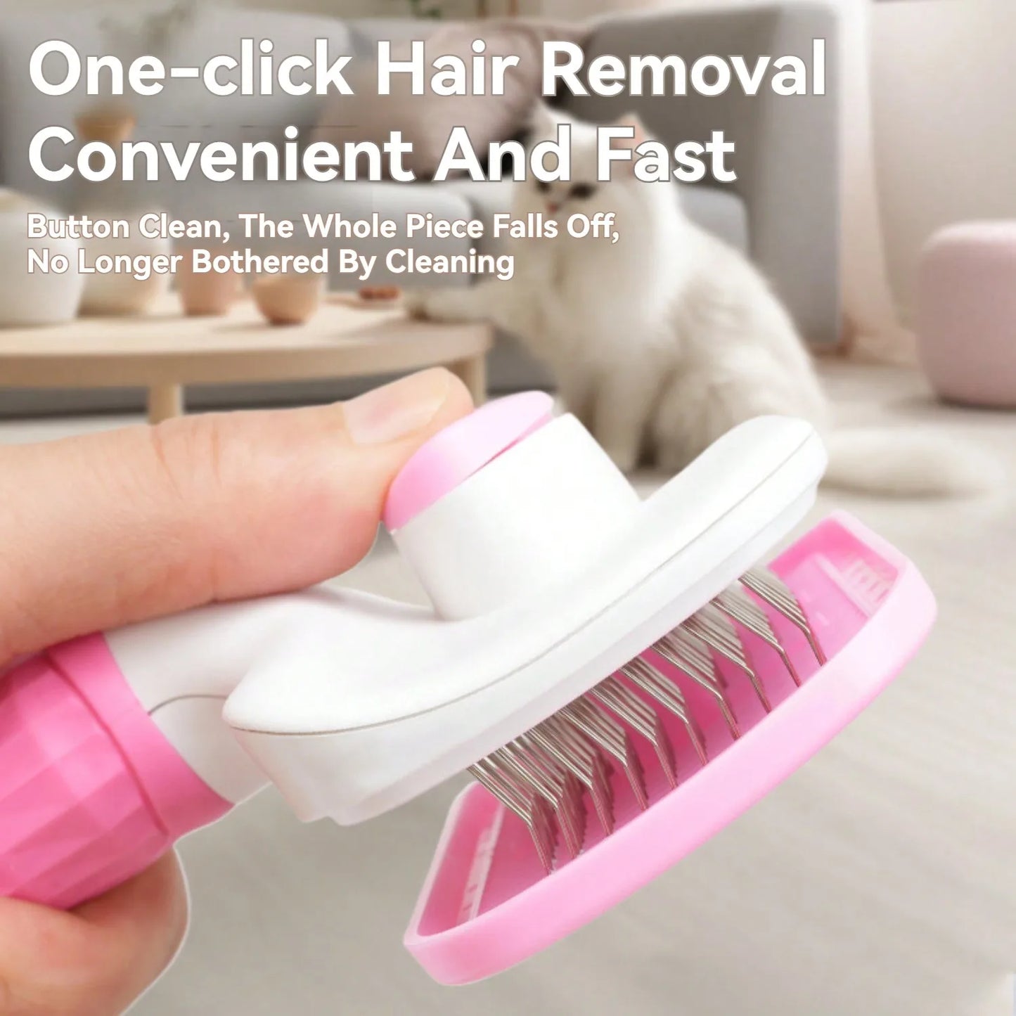 Pet Supplies Round Head Pet Comb Cat Comb Stainless Steel Needle Dog Hair Brush Self-cleaning Comb