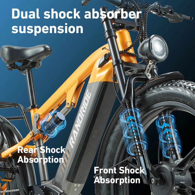 Electric Bicycle 1000W Motor 48V 20Ah Battery 50km/h E-Bike 26x4 Inch Tire Off-road Electric Bike Mountain Ebike Snowmobile Bike