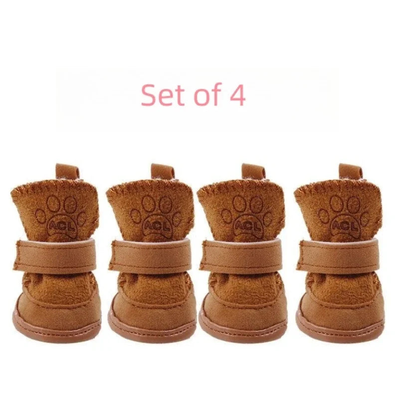 NONECN Pet Snow Boots Set Thickened Plush Non Slip Dogs