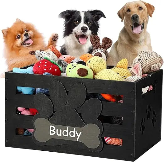 Dog Toy Basket Storage Bin With Handles And Paw Pattern