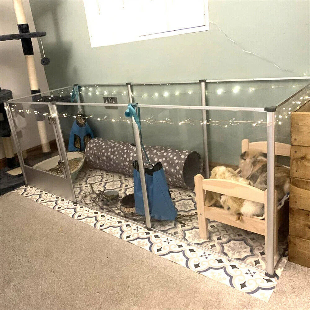 BORWARTH Acrylic Dog Playpen Cage 3 In 1 Indoor Enclosure