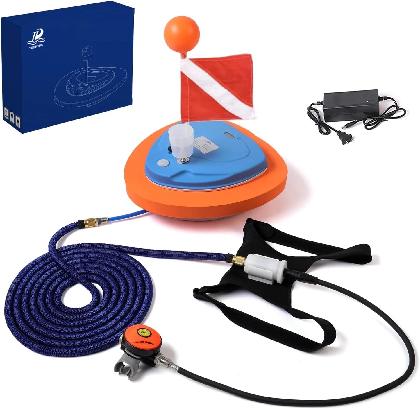 TUDIVING Rechargeable Waterproof Portable Scuba Ventilator Breathing Regulator System
