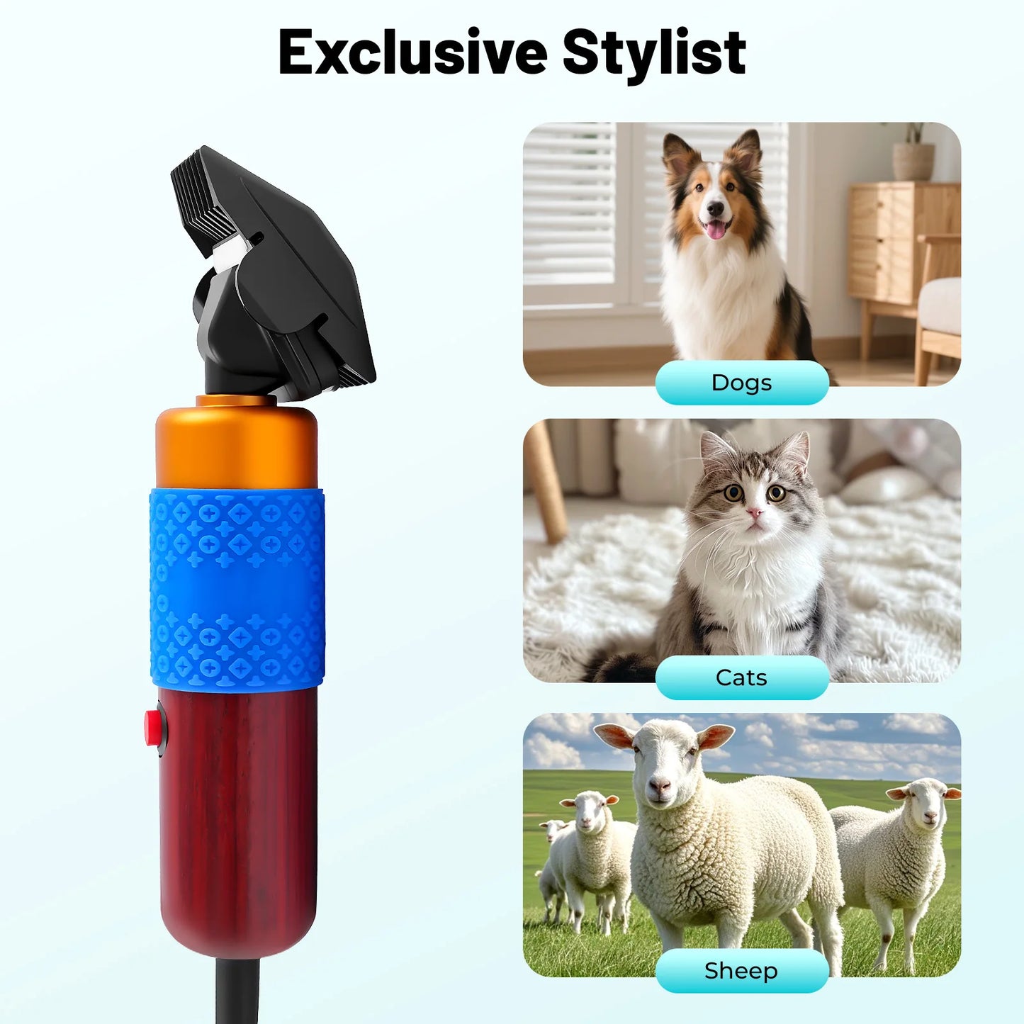 36W 6600rpm Variable Speed Electric Pet Clipper Low Noise