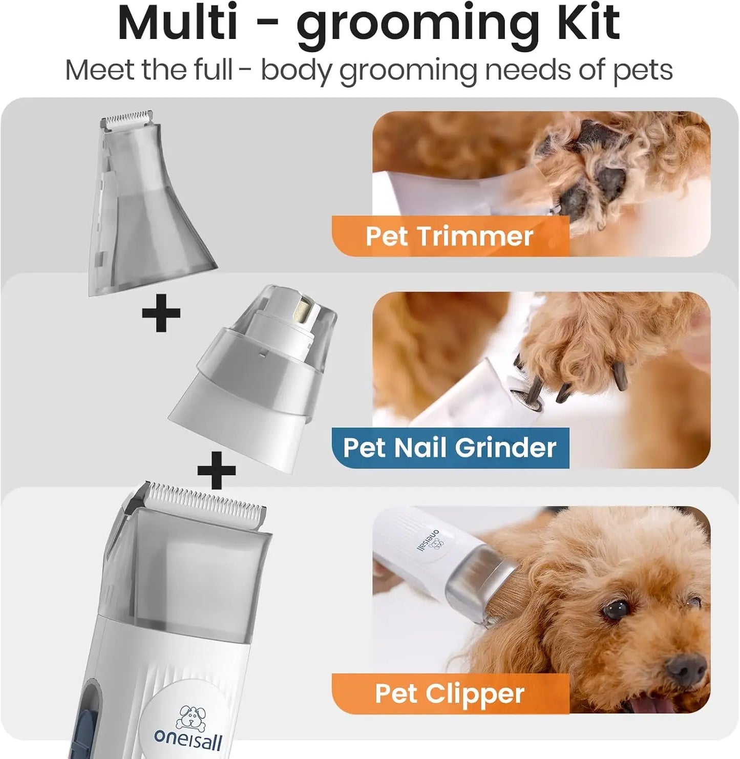 Dog Grooming Vacuum, Pet Grooming Vacuum with Clipper Nail Grinder,1.5L Dust Cup Dog deshedding Vacuum Brush with 7 Pet Grooming
