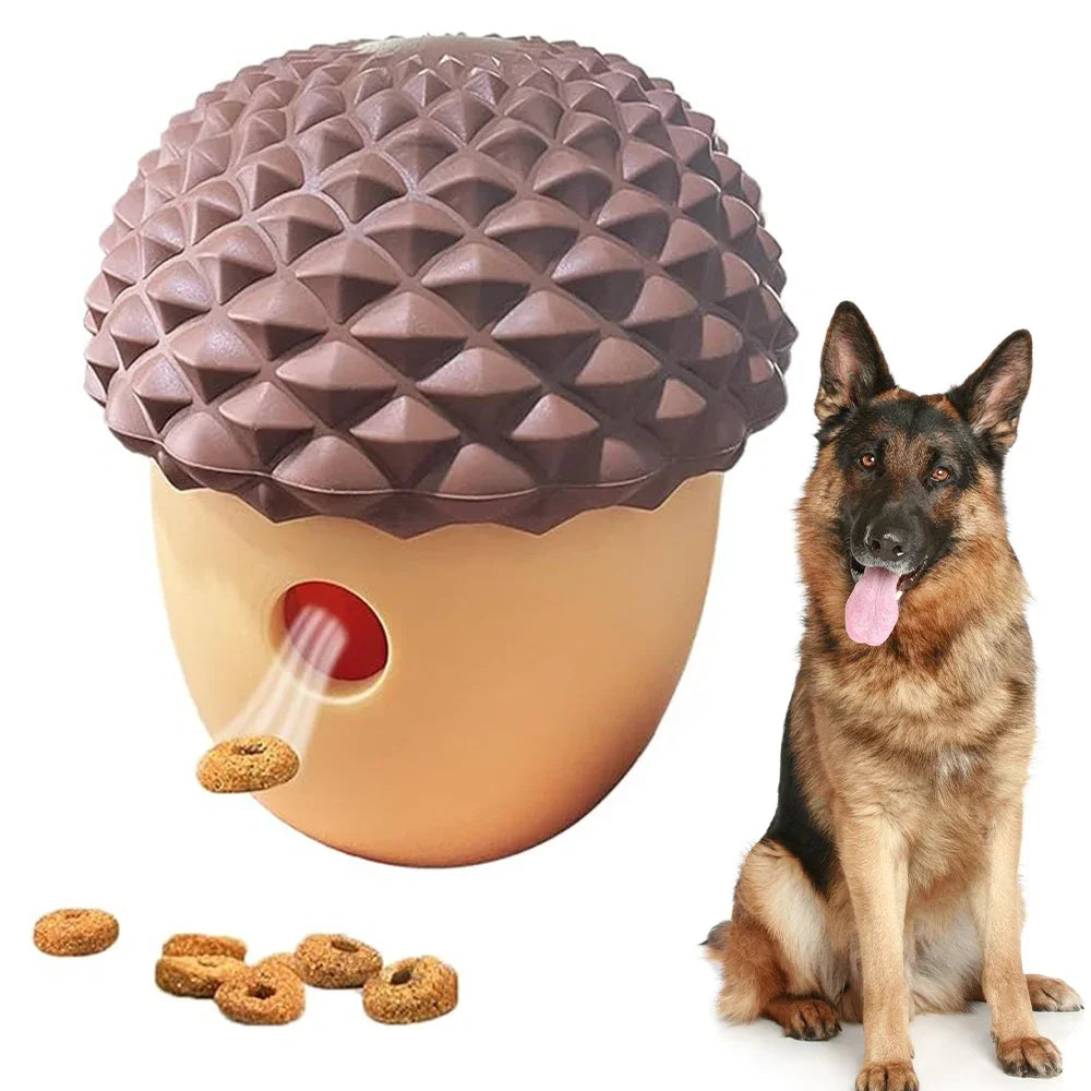 Silicone Acorn Dog Toy Interactive Slow Feed Puzzle Ball