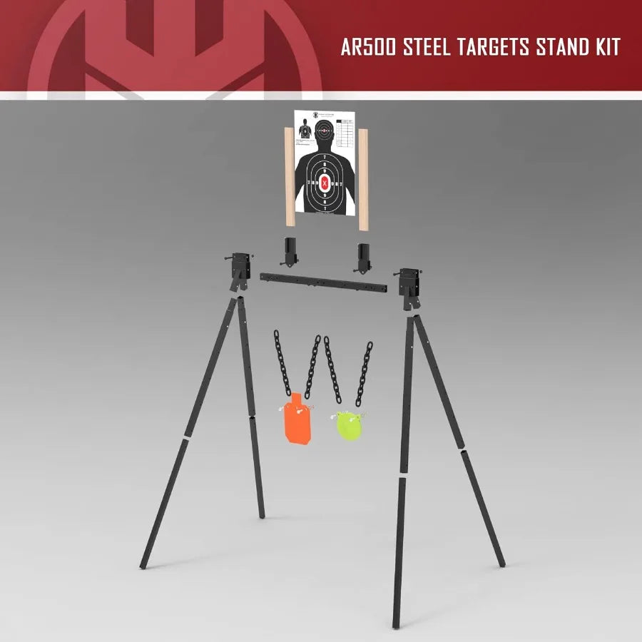 AR500 Steel Target Stand System Kit for Outdoor Shooting Range with 3 8 Thick 7x12 Silhouette Targets and 3 8 Th