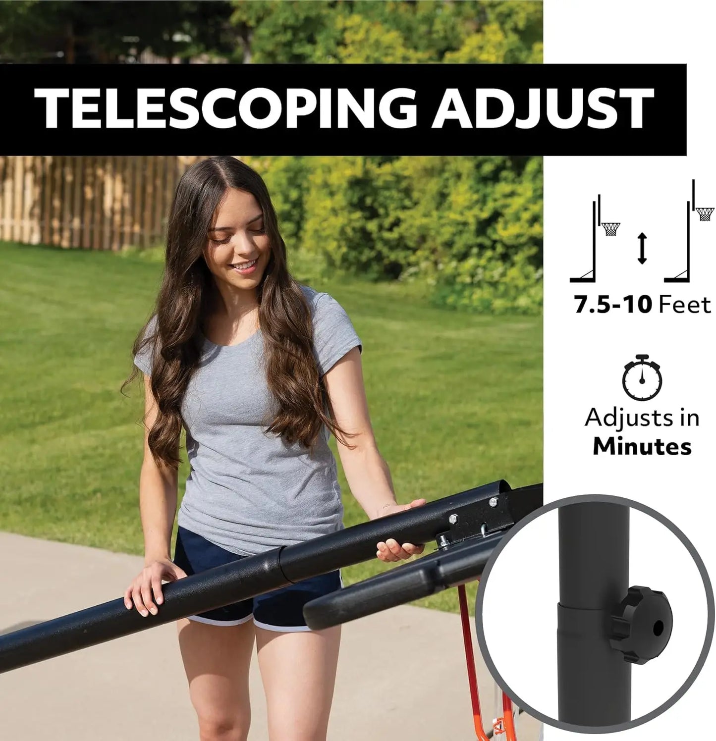 Portable Adjustable Outdoor Basketball Hoop, 42 Inch Fusion Backboard for All Ages
