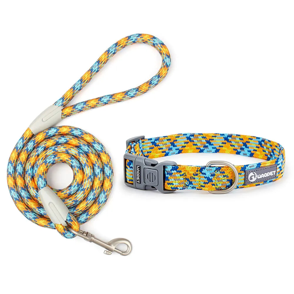 Reflective Dog Leash And Collar Set For Outdoor Walking